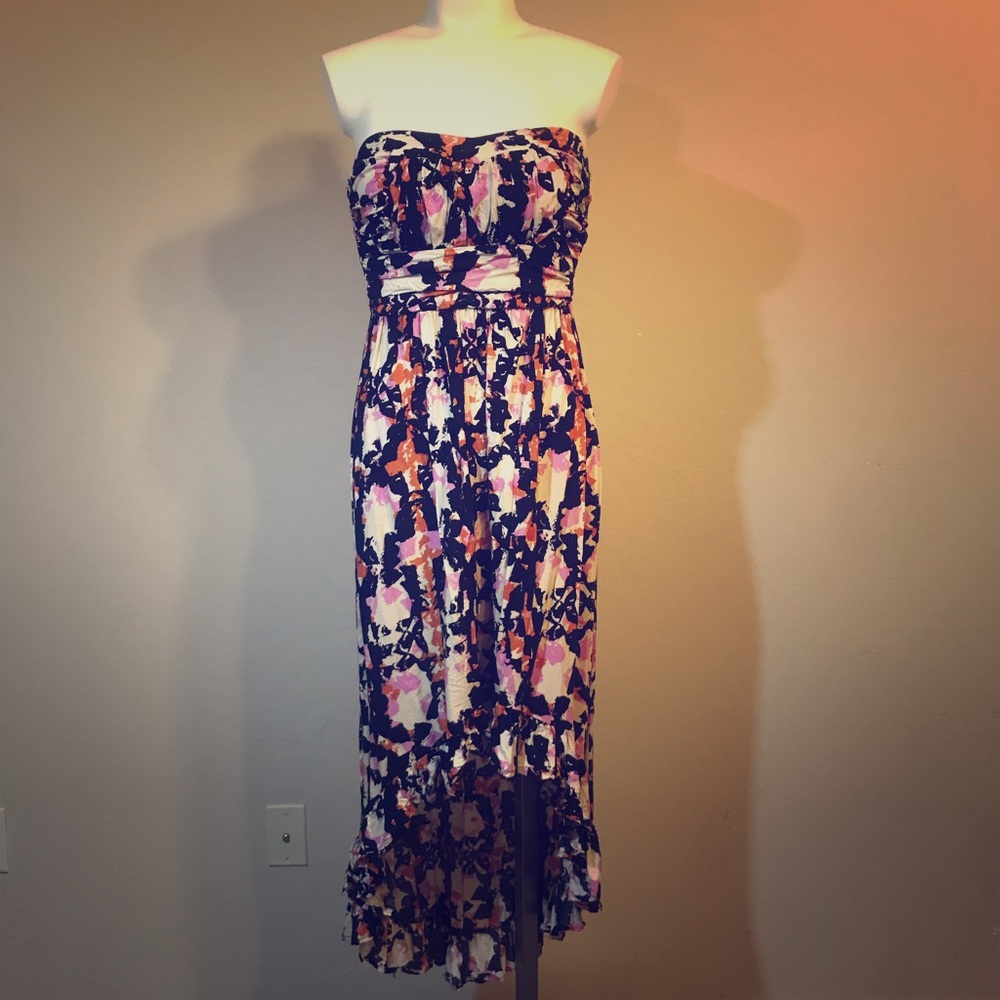 Mimi Chica Strapless Hi-low Floral Dress